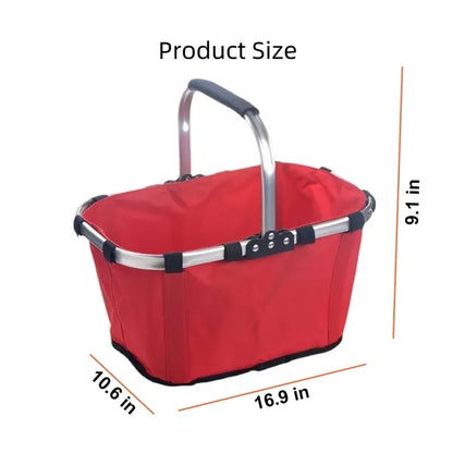 Foldable Aluminum Handle Oxford Shopping Basket