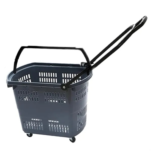 Plastic Wheeled Shopping Baskets w/ Handles