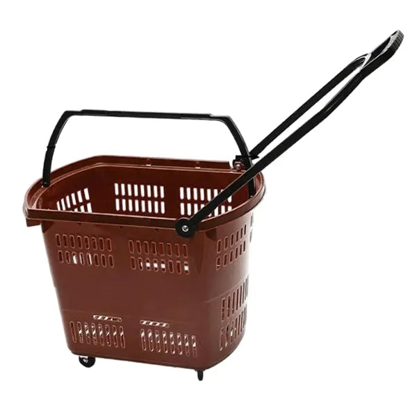 Plastic Wheeled Shopping Baskets w/ Handles