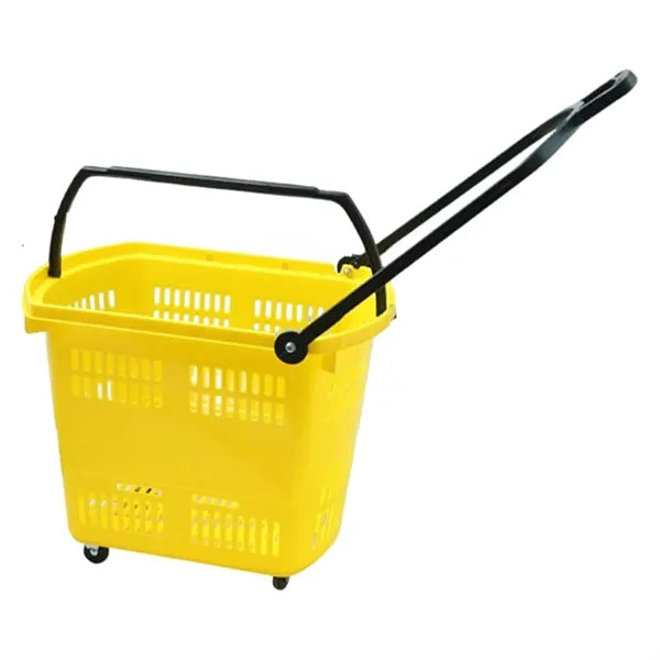 Plastic Wheeled Shopping Baskets w/ Handles