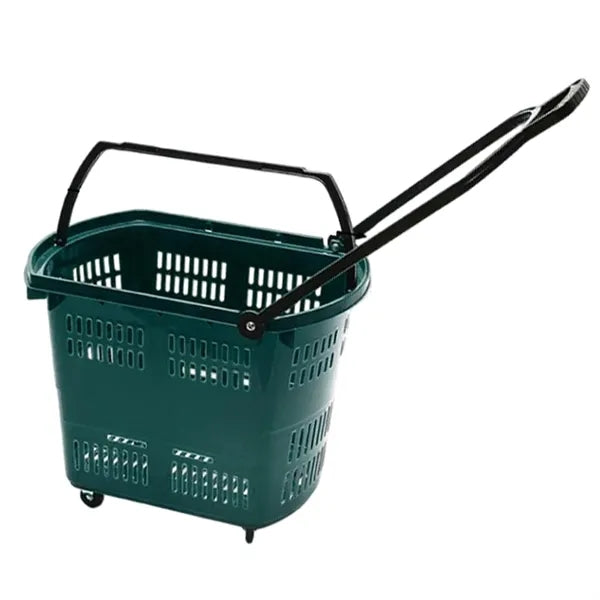 Plastic Wheeled Shopping Baskets w/ Handles
