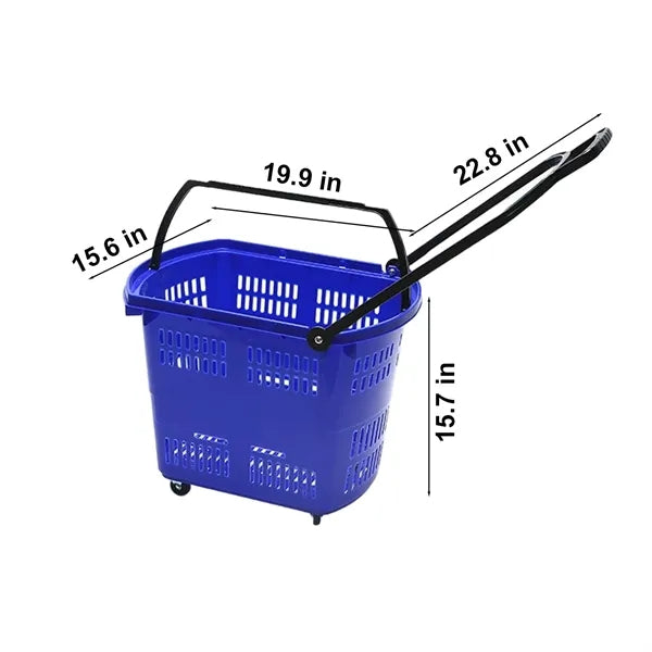 Plastic Wheeled Shopping Baskets w/ Handles