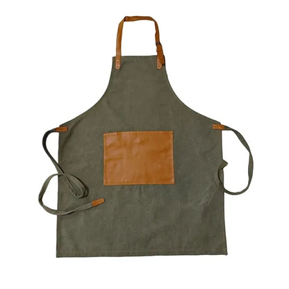 PU Leather Pocket Breathable Canvas Apron