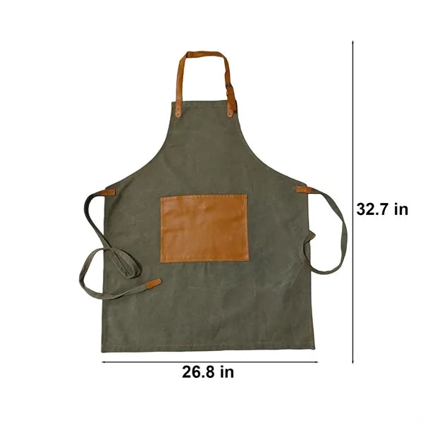 PU Leather Pocket Breathable Canvas Apron