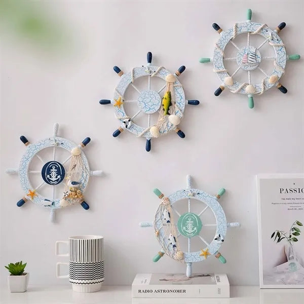 Wooden Nautical Ship Wheel Wall Decoration