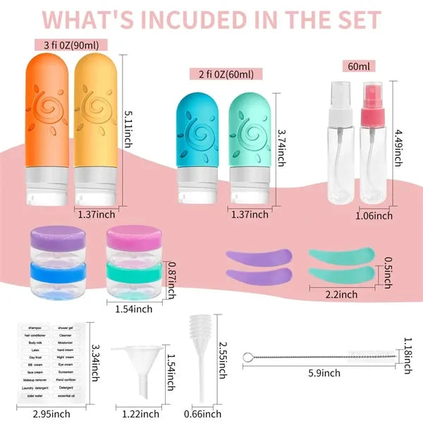 17 Pack Leakproof Silicone Travel Bottles Set