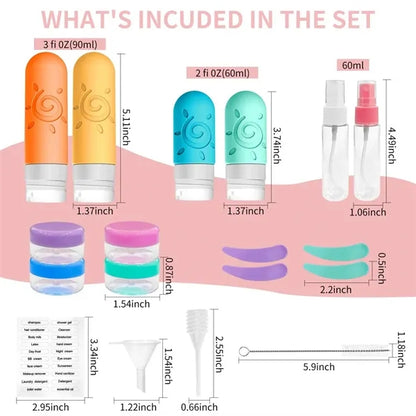 17 Pack Leakproof Silicone Travel Bottles Set