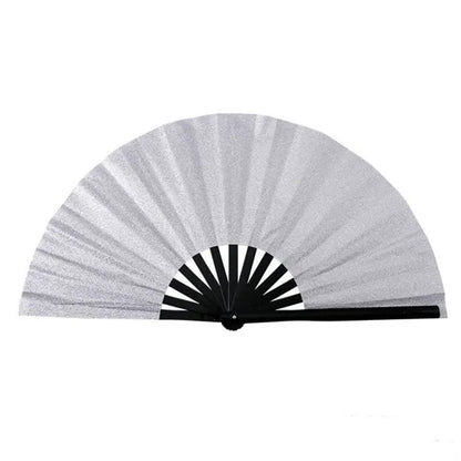 13 Inch Glitter Bamboo Handheld Folding Fan
