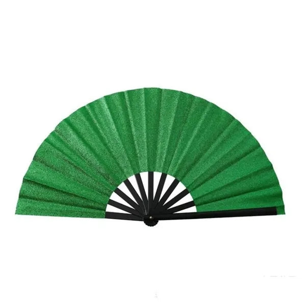 13 Inch Glitter Bamboo Handheld Folding Fan