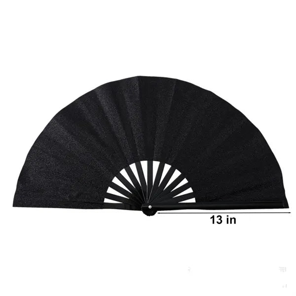 13 Inch Glitter Bamboo Handheld Folding Fan