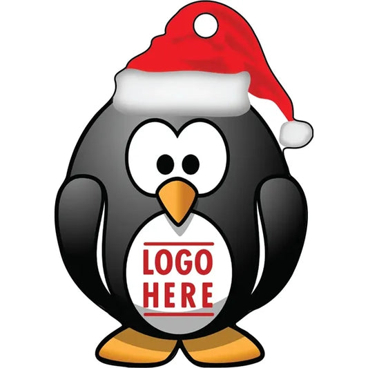 1/4" Recycled Wood Ornaments-Penguin Santa Hat