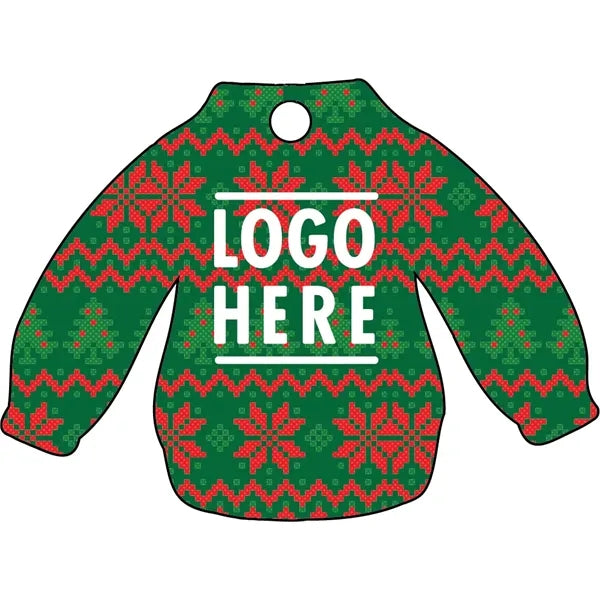 1/4" Recycled Wood Ornaments-Green Sweater