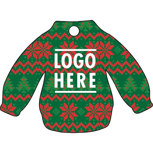 1/4" Recycled Wood Ornaments-Green Sweater
