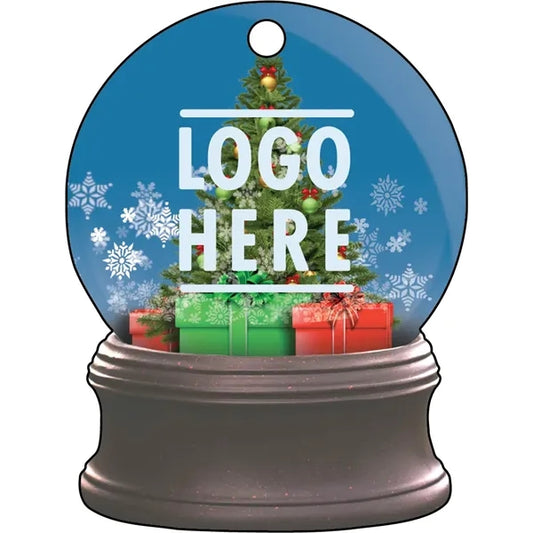 1/4" Recycled Wood Ornament-Snow Globe W/ Snowflake & Tree