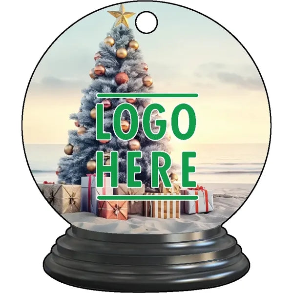1/4" Recycled Wood Ornaments-Snow Globe with Beach