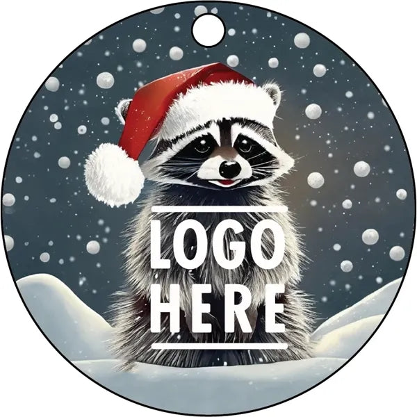 1/4" Recycled Wood Ornaments-Raccoon in snow