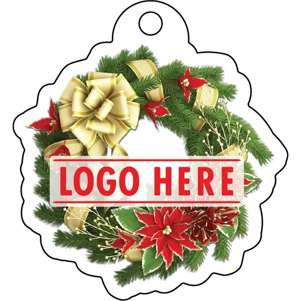 1/4" Recycled Wood Ornaments-Wreath with Poinsettia