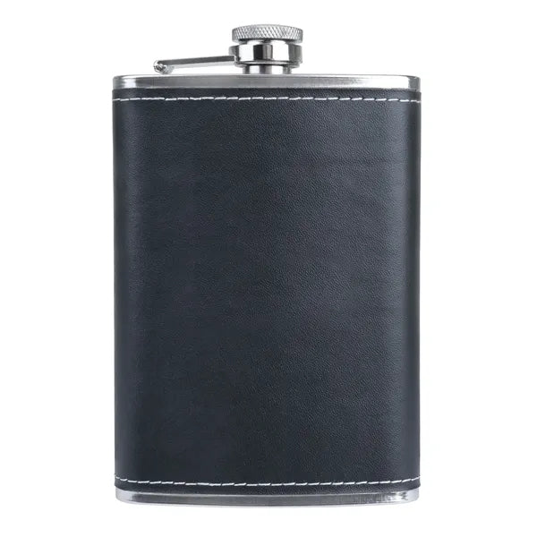 8 oz Stainless Steel Flask w/ Leatherette Wrap