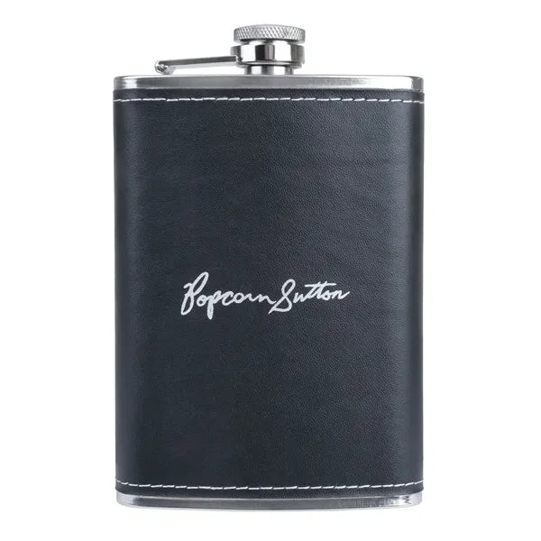 8 oz Stainless Steel Flask w/ Leatherette Wrap