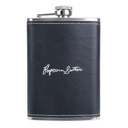 8 oz Stainless Steel Flask w/ Leatherette Wrap