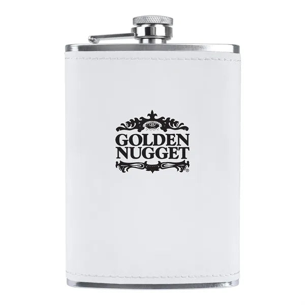 8 oz Stainless Steel Flask w/ Leatherette Wrap