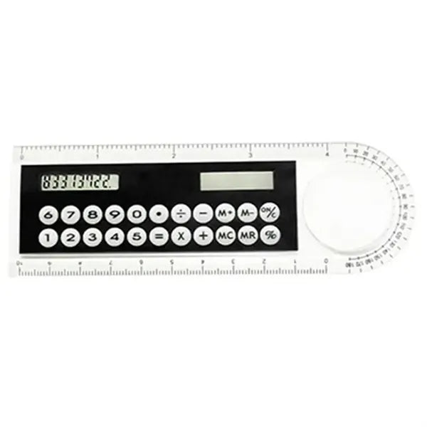 Solar Plastic LED Display Calculator Magnifer Ruler