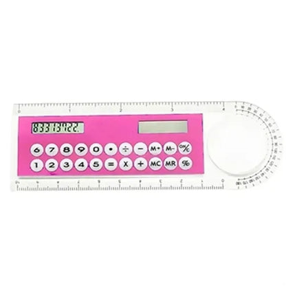 Solar Plastic LED Display Calculator Magnifer Ruler