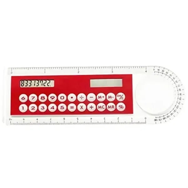 Solar Plastic LED Display Calculator Magnifer Ruler