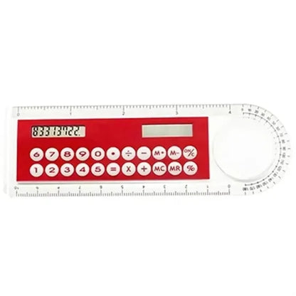 Solar Plastic LED Display Calculator Magnifer Ruler
