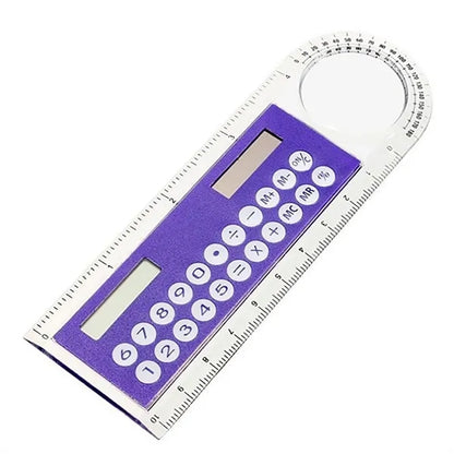 Solar Plastic LED Display Calculator Magnifer Ruler