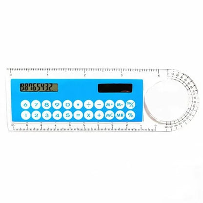 Solar Plastic LED Display Calculator Magnifer Ruler