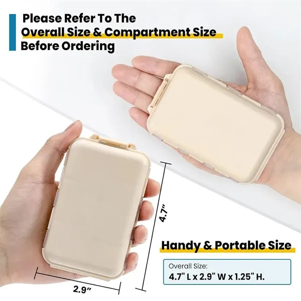 14-Grid Portable Pill Organizer Box with Labels