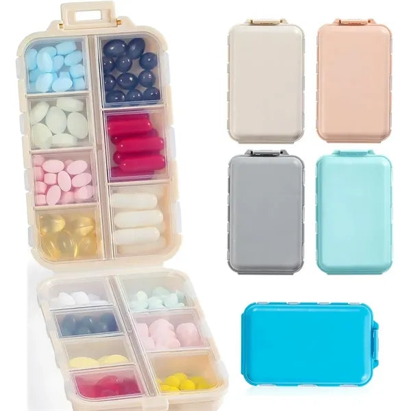 14-Grid Portable Pill Organizer Box with Labels