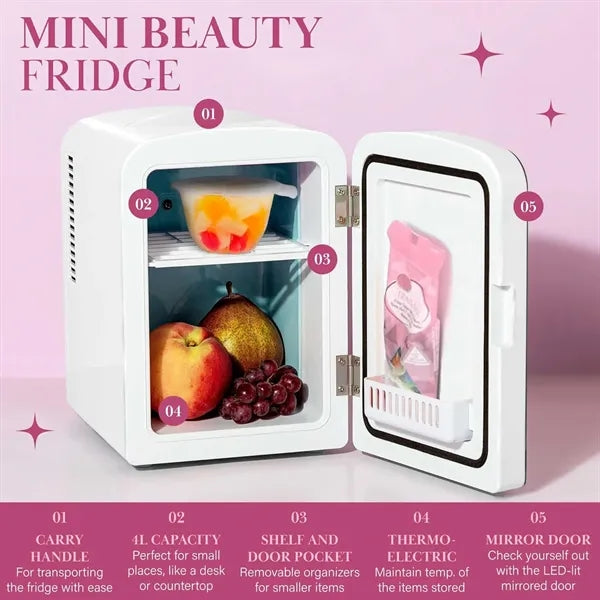 4L Thermoelectric Mini Fridge with LED Mirror