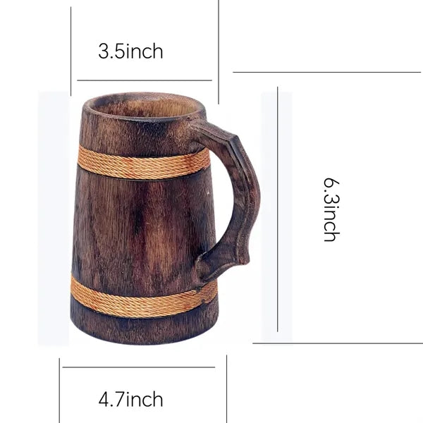 17oz Handmade Wooden Beer Mug w/Handle
