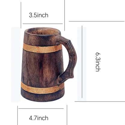 17oz Handmade Wooden Beer Mug w/Handle