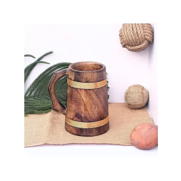 17oz Handmade Wooden Beer Mug w/Handle