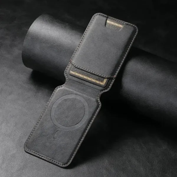 Magnetic Card Holder Leather Wallet Phone Stand