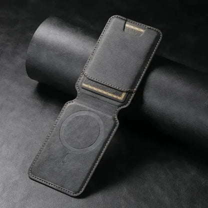 Magnetic Card Holder Leather Wallet Phone Stand