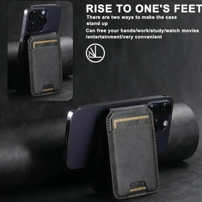 Magnetic Card Holder Leather Wallet Phone Stand