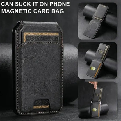 Magnetic Card Holder Leather Wallet Phone Stand
