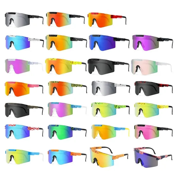 Wraparound Sport Sunglasses with Mirrored Lenses