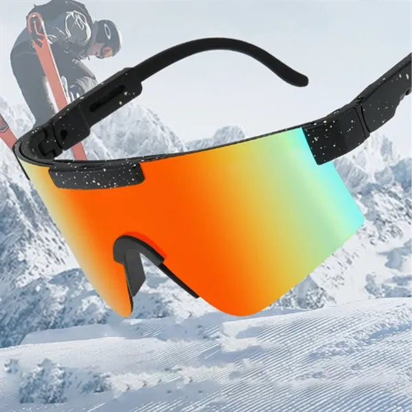 Wraparound Sport Sunglasses with Mirrored Lenses