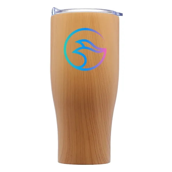27 Oz Striped Steel Tumbler w/ Clear Push Lid & EVA Pad