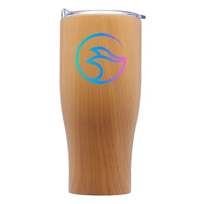 27 Oz Striped Steel Tumbler w/ Clear Push Lid & EVA Pad