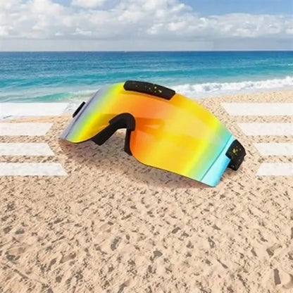 Wraparound Sport Sunglasses with Mirrored Lenses