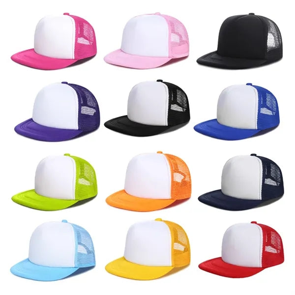 Customizable Flat Bill Mesh Back Trucker Hat