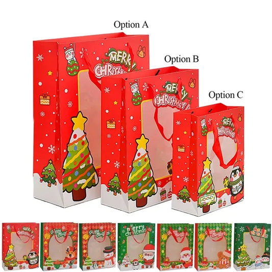 Christmas Gift Paper Bag w/ Clear Window