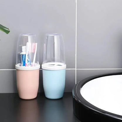 Portable PP Toothbrush Case Travel Storage Cup w/ Lid