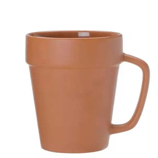 14oz Ceramic Flower Pot Mug w/ Handle